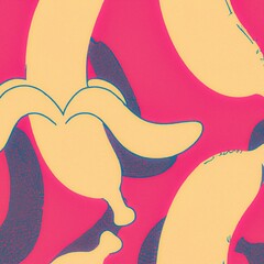 Minimalistic illustration of bananas on a pink background