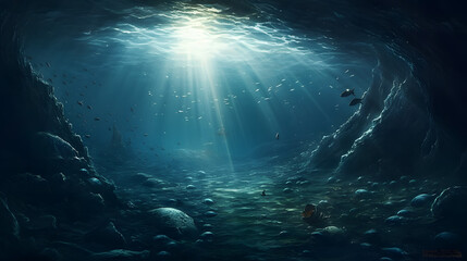 Fototapeta na wymiar 深海の幻想的な生態系 No.066 | Surreal Deep Sea Ecosystem Generative AI