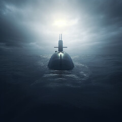 Nuclear Submarine Floating At The Surface