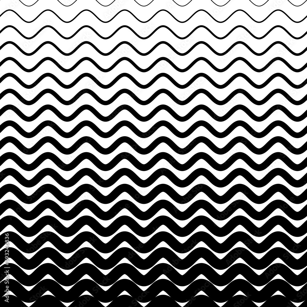 Poster geometric pattern. fading seamless border. black waves line isolation on white background. faded per
