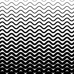 Geometric pattern. Fading seamless border. Black waves line isolation on white background. Faded perforated waves for designs print. Geo curved. Fades waves. Fadew diffuse curves. Vector illustration