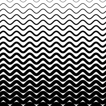 Geometric pattern. Fading seamless border. Black waves line isolation on white background. Faded perforated waves for designs print. Geo curved. Fades waves. Fadew diffuse curves. Vector illustration