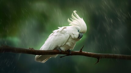 An elegant umbrella cockatoo perched on a branch