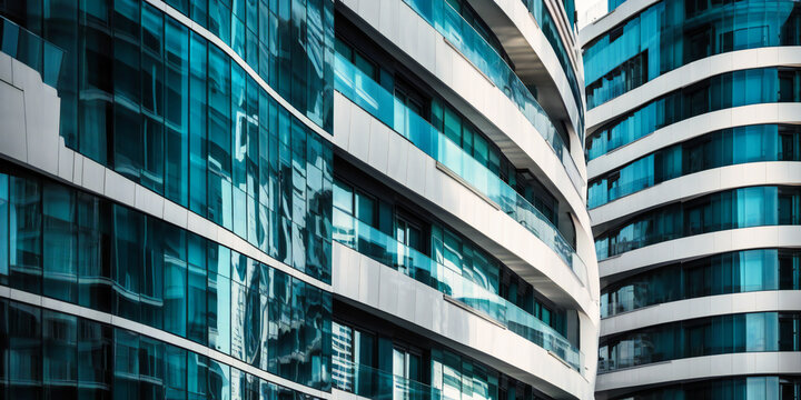 high rise buildings with glass and curved windows premium photo,