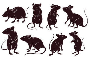 hand drawns silhouette of rats. vector illustration