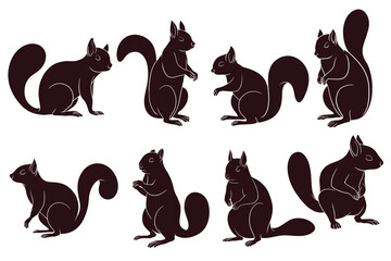 hand drawns silhouette of squirrel. vector illustration
