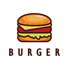Burger logo illustration, restaurant emblem, cafe, burger and factory label, fast food, vector