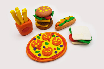 modeling clay, modeling clay kid, foods, american food, kid, modeling clay colors, mold, education, art, artist,white, red, yellow, green, pink, orange