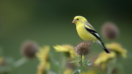 Naklejka premium American Goldfinch in the Garden
