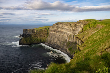 Fototapeta na wymiar Moher cliffs in Ireland in windy weather