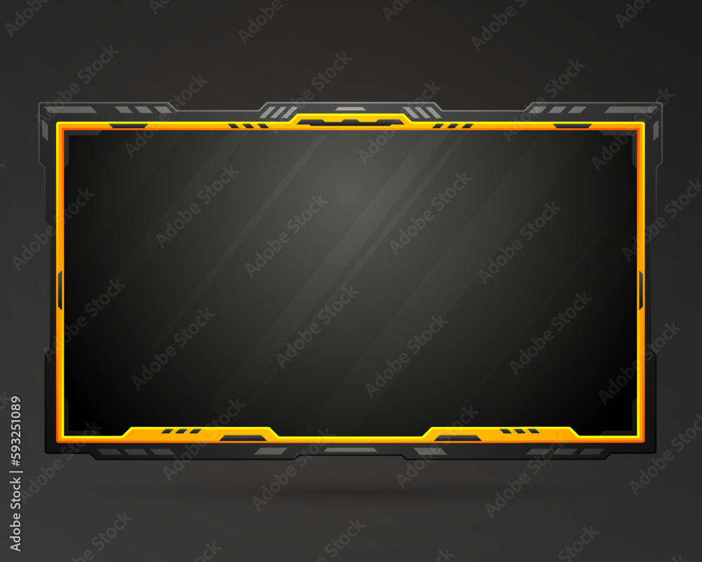 Poster black and yellow border game gui stream overlay webcam screen panel frame template