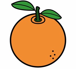 Illustration of a orange with color. Cartoon draw, orange icon. Free illustration. White background