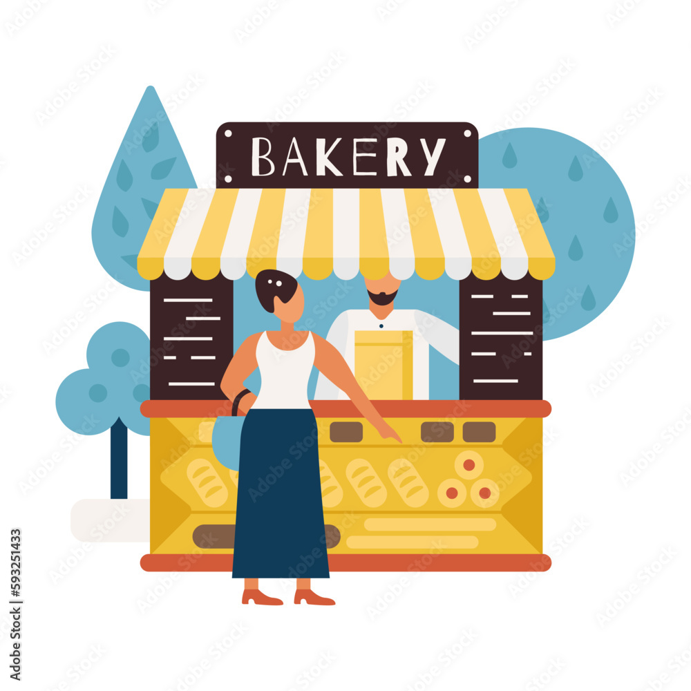 Sticker flat bakery illustration