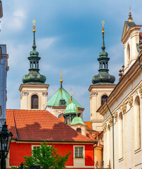 St. Clement's cathedral towers in Prague old town, Czech Republic