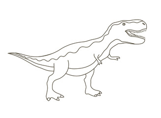 Obraz na płótnie Canvas Scary tyrannosaurus rex. Carnivorous big lizard. Prehistoric pangolin. Predatory dinosaur hunter of the Jurassic period. Vector black and white illustration outline