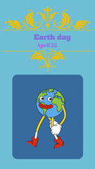 Fototapeta premium modern vintage and retro earth day greetings design template vector, illustration