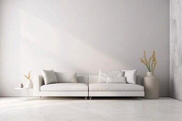 interior background couch stylish simple cushion indoor cosy apartment scandinavian sofa. Generative AI.