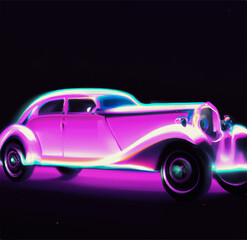 Obraz na płótnie Canvas Synthwave interpretaion of a 1930s car