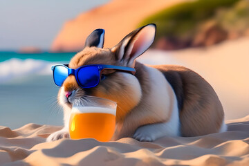 Cute bunny with sunglasses