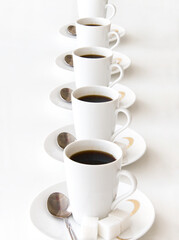 Cups of coffe. Endless line of cups.