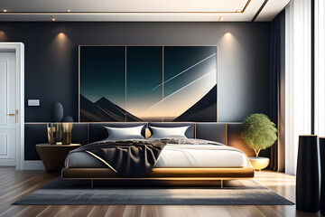 Frame mockup in modern home interior background
