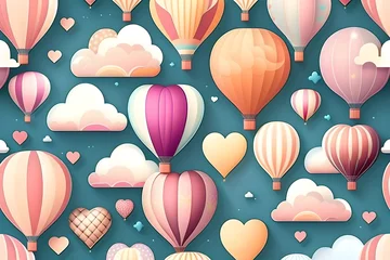 Rideaux occultants Montgolfière Seamless pattern with hot air balloon
