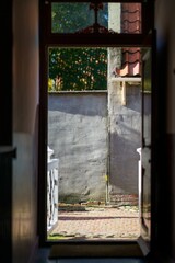 View from the front door on a small village road