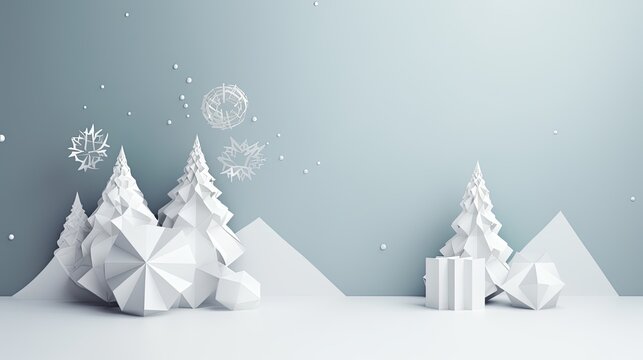 Christmas background. Christmas arrangement from modern elements. New Year. Generative AI. 