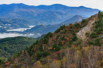 磐梯山から見た秋元湖