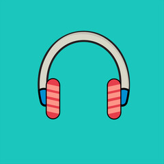 Headphones icon. Flat design. Vector illustration. 