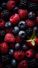 Realistic berries in drops, studio photo