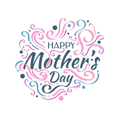 Happy Mother's Day Lettering with Colorful Doodle Style. Can be Used for Greeting Card, Poster, Banner, or T Shirt Design