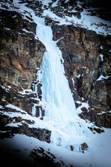 Frozen waterfall in Stora sjöfallet, Swedish Lapland.
