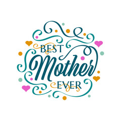 Happy Mother's Day Lettering with Colorful Doodle Style. Can be Used for Greeting Card, Poster, Banner, or T Shirt Design