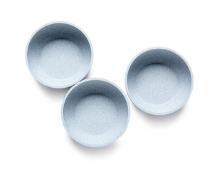 Decorative plaster bowls isolated on white background