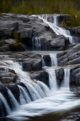 Naklejka premium illustration of a beautiful nordic waterfall - generative AI