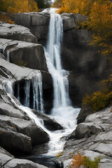 Obraz premium illustration of a beautiful nordic waterfall - generative AI