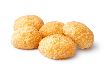 Delicious choux pastry on white background
