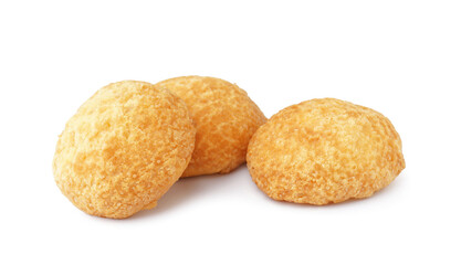 Delicious choux pastry on white background