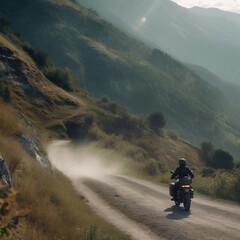 Obraz premium Road to mountain motorcycles