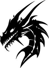 Dragons - Black and White Isolated Icon - Vector illustration