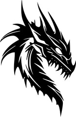 Dragons - Black and White Isolated Icon - Vector illustration