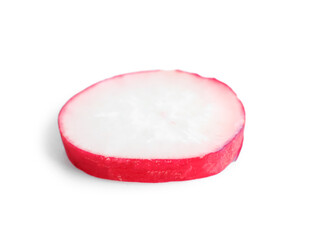 Slice of fresh radish isolated on white background
