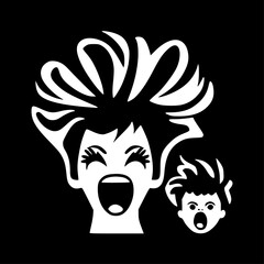 Cheer Mom | Black and White Vector illustration