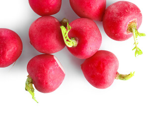 Heap of fresh radish isolated on white background