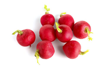 Heap of fresh radish isolated on white background