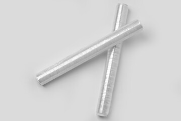 Rolls of stretch wrap on white background