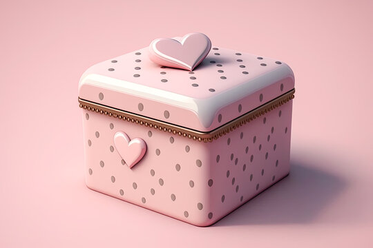 A light pink cute Giftbox with a heart 05, created with AI