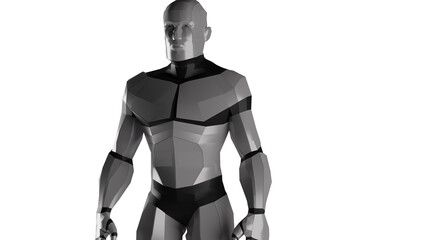 3d low polygon man robot