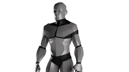 3d low polygon man robot